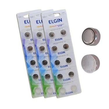 Imagem de Cartela De Pilhas Bateria Elgin Lr44 Ag3 Lr1154 1,5 V Kit 3