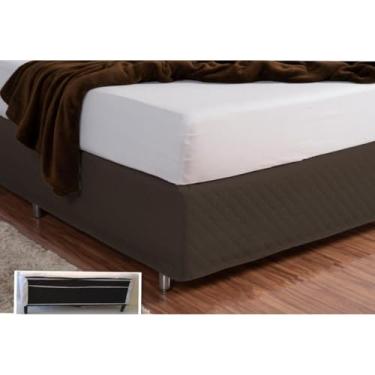 Imagem de Saia Matelada Ultrassônica para Cama Box | Elegância e Proteção para Todos os Tamannhos | Solteiro ao King (MARROM,QUEEN)
