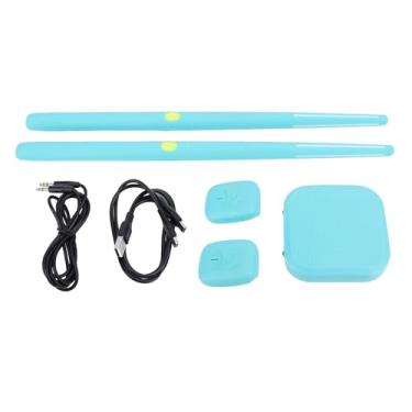 Imagem de Experiência de tambor de ar elétrico com pedais Experiência realista de bateria LED Light Efeitos de tambor sem fio portátil Conjunto para crianças iniciantes (Ciano)