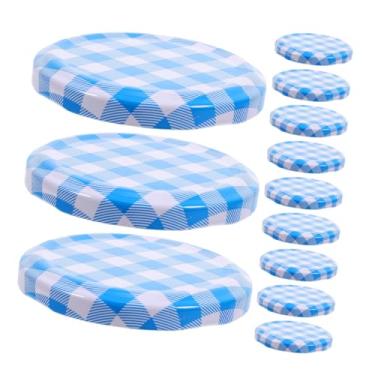 Imagem de MOTHNUR 50 peças de tampas xadrez xadrez para potes de conserva de boca larga, capas de substituição herméticas elegantes para recipientes de armazenamento de geléia e alimentos