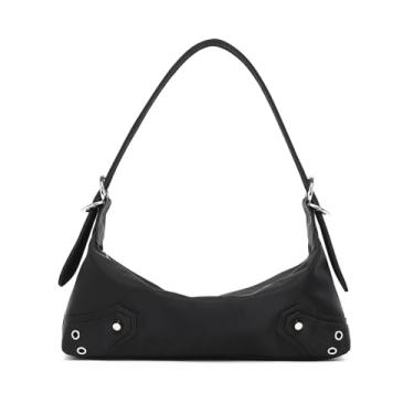 Imagem de YONBEN Bolsas de ombro femininas com alça ajustável, bolsa tiracolo leve para axilas, design simples, preta