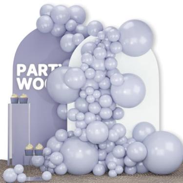 Imagem de PartyWoo Dusty Blue Balloons 140pcs Different Sizes Pack of 18 12 10 5 Inch Slate Blue Boho Neutral Balloon Arch Kit for Baby Shower Graduation Cat Tornado Birthday Party Decorations Blue-F51