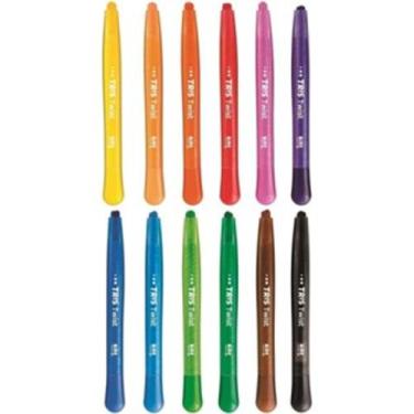 Imagem de Giz de cera Retrátil New Twist 12 Cores Tris capa não quebra crinça co