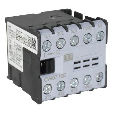 Imagem de 2X Mini Contator Weg 7A Tripolar 1Na Cw07-10-30D24