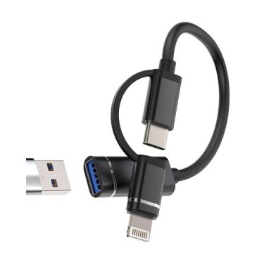 Imagem de Adaptador USB A para Lightning UBS C Mouse OTG 3.0 Cabo (2 em 1) Compatível com Samsung Galaxy para Apple iPhone 15 Pro Max Plus para iPad 10, Air 4/5, Mini6, 12,9 Thunderbolt Tipo C, Cabo CD