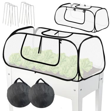Imagem de Cobertura de plantas 114 x 56 x 40 cm, proteção contra congelamento com dois orifícios de ar e malha respirável para canteiros elevados, cobertura de plantas aceleradoras, mini capa de estufa