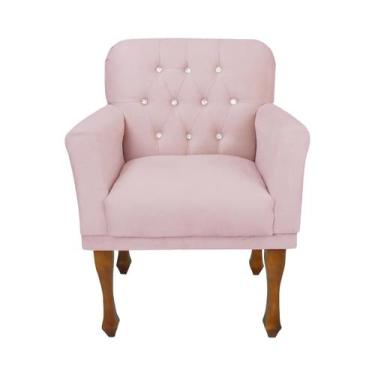 Imagem de Cadeira Poltrona Decorativa Para Quarto e Closet Anitta Suede Rosa Beb