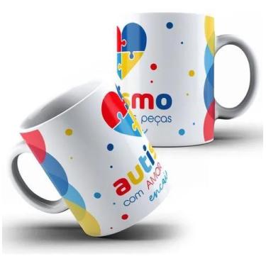 Imagem de Xícara Caneca Personalizada  Porcelana Personalizada Autista Campanha 