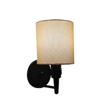 Imagem de Arandela Cilíndrica Md-2030 Preto Com Liga E Desliga Cúpula Linho Bege - Bivolt