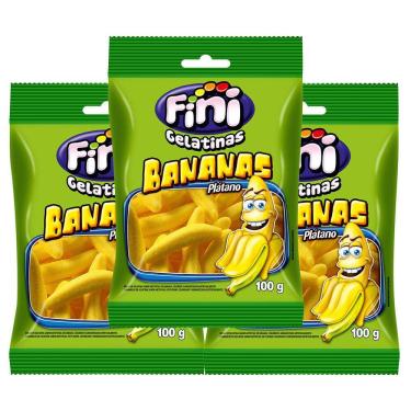 Imagem de Balas de Gelatina Fini Banana 100g | Kit com três unidades