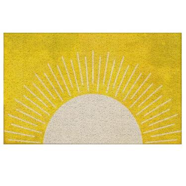 Imagem de ignytiger Capacho amarelo Boho Sun para entrada ao ar livre, tapetes de porta de inverno, tapete de boas-vindas ao sol laranja tapete de porta para ambientes externos internos para entrada, decoração