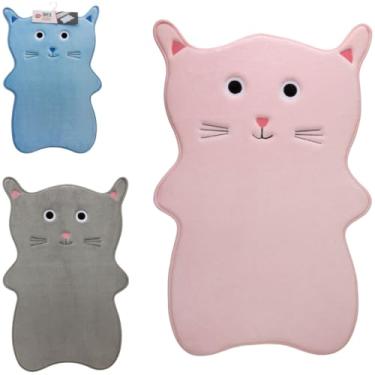 Imagem de Tapete Infantil Antiderrapante Grande 80cm Ursinho Sapo Gato Grande (Rosa Gatinh)