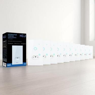 Imagem de Kit 10 Interruptor Smart Wifi 2.4GHz Alexa 1 Botão e Tomada 4x2 Bivolt