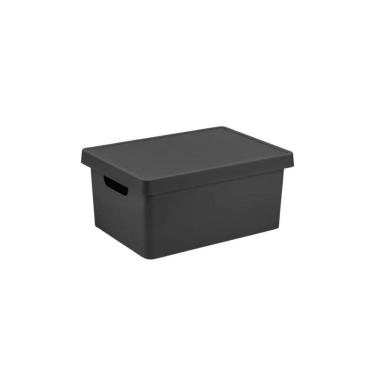 Imagem de Caixa Organizadora Retangular C/Tampa 10L Cinza Nobre