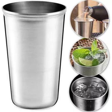Imagem de Copo Aço Inox Agua Suco Resistente 200Ml Inquebrável
