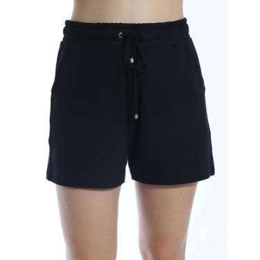 Imagem de Shorts Feminino Moletinho Com Lycra Liso Soltinho Preto - ANISTIA, GG