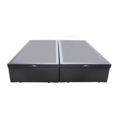Imagem de Base Cama Box Bau Bipartido Casal Cinza Sintetico Premium 47x138x188 -