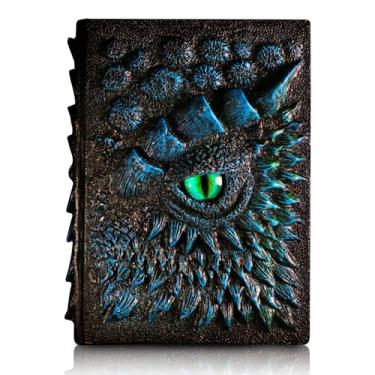 Imagem de ELVENSTARS Handmade Dragon Journal Notebook, 3D Embossed Leather Vintage Diary for Women & Men, Dragon Art Sketchbook, Vintage Leather Journal for Writing, DnD, Fantasy Gift, Dragon Notebook