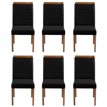 Imagem de Kit 6 Cadeiras Decorativas Sala de Jantar Luxo Sueli Facto Preto - Moz