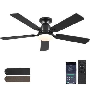 Imagem de Ventilador de teto Mpayel 132cm LED Light Remote APP Control Preto