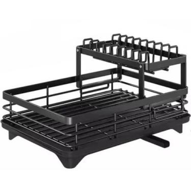 Imagem de Escorredor Louças Duplo Prato Talheres Cozinha Dreno Bandeja - NilosDe