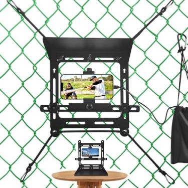 Imagem de Suporte de cerca de telefone com sombra, suporte de cerca para iPhone, Samsung, GoPro, Mevo Start e outras câmeras de ação, kit de montagem de trocador de jogos para beisebol, softbol, tênis