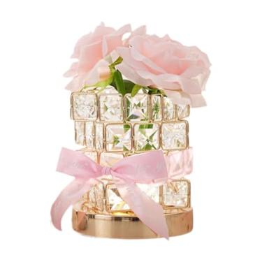 Imagem de KiBcsLic Luz noturna LED Rose, abajur de mesa, romântico, 3 cores, regulável, exclusivo, lâmpada de flor comemorativa de amizade e amor para sala de estar, Rosa