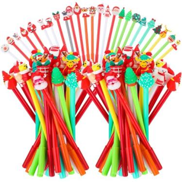 Imagem de Fulmoon 200 canetas de tinta gel de Natal com desenho animado, novidade, Natal, boneco de neve, árvore de Natal, alce, Papai Noel, lembrancinha de festa de Natal para adultos, escritório, 25 estilos