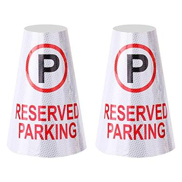 Imagem de BATTIFE Pacote Com 2 Adesivos Refletivos Brilhantes Para Estacionamento Reservado, Cones De Mensagens Segurança No Trânsito, Placas Alta Visibilidade 360° Uso Externo Em Estradas E Entradas Veículos
