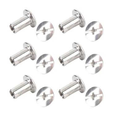 Imagem de YOUTHINK Conjunto de Parafusos de Aço Inoxidável Com Rebite Redondo Plano M4 de Cabeça Redonda Plana, 50 Conjuntos Com Fácil Instalação para Artesanato Em Couro, Bolsas, Sapatos, Jaquetas
