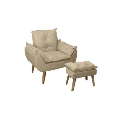 Imagem de Poltrona-cadeira Decorativa Com Puff Glamour Opala Com Pés Quadrado Be