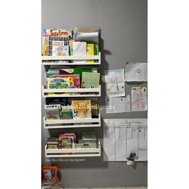 Imagem de Prateleira Montessoriana Livros Infantil MDF Branco 60 cm