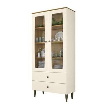 Imagem de Cristaleira Liz 2 Portas e 2 Gavetas Off White/Nature - Henn