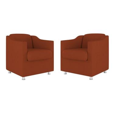 Imagem de Kit 02 Cadeiras Poltronas Decorativas Recepção Clinica Suede Cor:terracota
