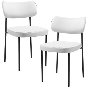Imagem de Kit 02 Cadeiras Decorativas Para Sala De Jantar Melina L02 Facto Branco - Lyam Decor
