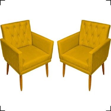 Imagem de Kit 2 Poltronas Decorativa Para Sala Recepção Nina Capitonê Suede Cores Pé Palito