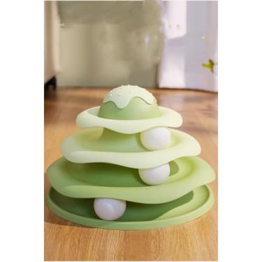 Imagem de Torre de Bolinhas Interativa para Gatos - Brinquedo Interativo 4 Andares com 3 Bolinhas(Verde,2uns(Com 1brinde))