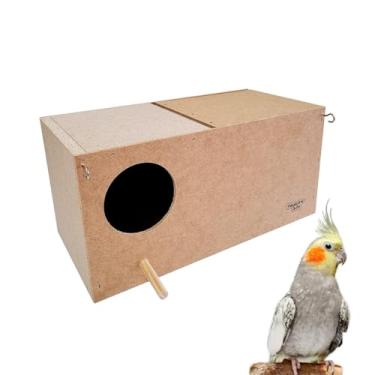 Imagem de Magazine do Pet Ninho para Calopsita em MDF, Marrom Natural, 33x16.5x16cm, Com Gancho, Tampa Removível, Para Reprodução e Descanso