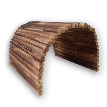 Imagem de kathson Esconderijo de coelho de madeira com túnel, ponte de coelho extra grande, escada de madeira de porquinho-da-índia, rampa flexível para hamster, brinquedos de escalada de animais pequenos para