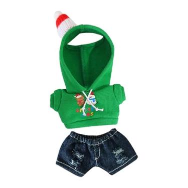 Imagem de menolana Conjunto de roupas natalinas para bonecas, fantasias fofas e modernas para bonecas de 17 cm, ideal para o inverno, perfeito para vestir e decorar, Moletom Verde