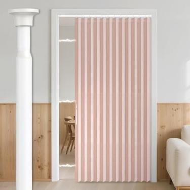 Imagem de Cortina magnética sanfonada AJAZZ 100% blackout para porta de armário invisível aplicável quarto sala de estar porta (1 pacote, 137 L x 198 C, rosa + varão)