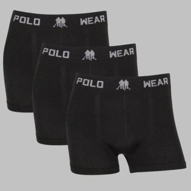 Imagem de Kit 3 Cueca Boxer Polo Wear Masculina Sem Costura Box Adulto, Preto, P