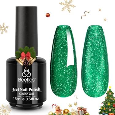 Imagem de Esmalte de unhas Beetles Christmas Green Gel – EverGleam Glitter Gel Polish, 15 ml de imersão UV LED brilhante brilhante cor de arte de unha verde esmeralda, manicure brilhante de longa duração para