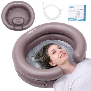 Imagem de LOKFEHRE Lavatório inflável portátil grande para cabelos acamados – Lave o cabelo na cama com uma tigela de xampu inflável. Lavatório de cabelo para idosos, deficientes, feridos, pia inflável ideal