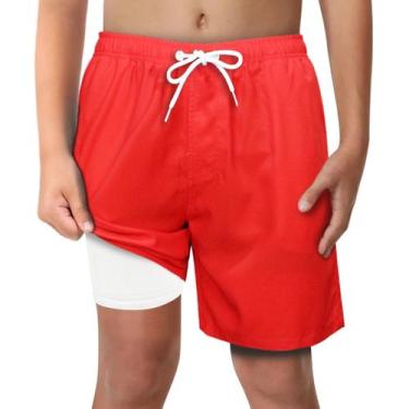 Imagem de Calções de banho LUCOWEE Toddler Boys Bright Red Tamanho 5T 5-6