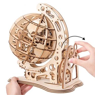 Imagem de Kiboule Quebra-cabeça de madeira 3D Globe DIY kit de modelo mecânico Conjunto de construção de quebra-cabeça de auto montagem