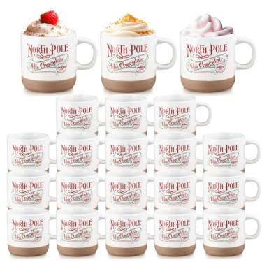 Imagem de Yaomiao Caneca de chocolate quente de Natal com 20 peças de chocolate quente com cacau quente, presentes de Natal, copos de cerâmica de Natal com alça, caneca de aço inoxidável para mulheres e homens