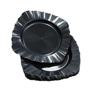 Imagem de Kit 50 Pratos Plástico Quadrado Resistente, Leve, Reutilizável, Ideal pra Festas pratos descartaveis para festa(PRETO)