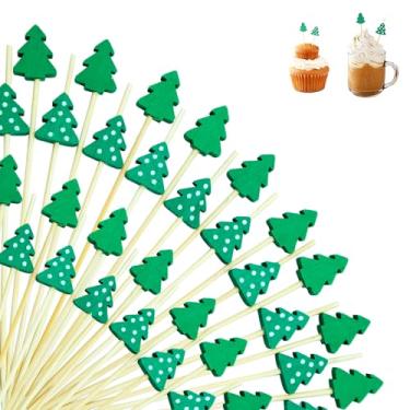 Imagem de 200 palhetas de coquetel de Natal 12 cm palitos de bambu sortidos, aperitivo, árvore de Natal, decorativa, comida, sanduíche, espetos, bebidas, sobremesa, para decoração de festa de Natal