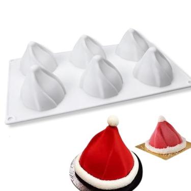 Imagem de 1 pç moldes de silicone de Natal 3D chapéu de natal moldes de chocolate antiaderente vela de banho molde de bomba de banho bandeja de cozimento de bolo molde de suporte de cupcake sabão doce